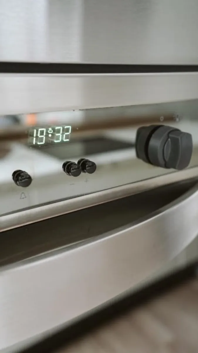 Close-up shot of an oven.