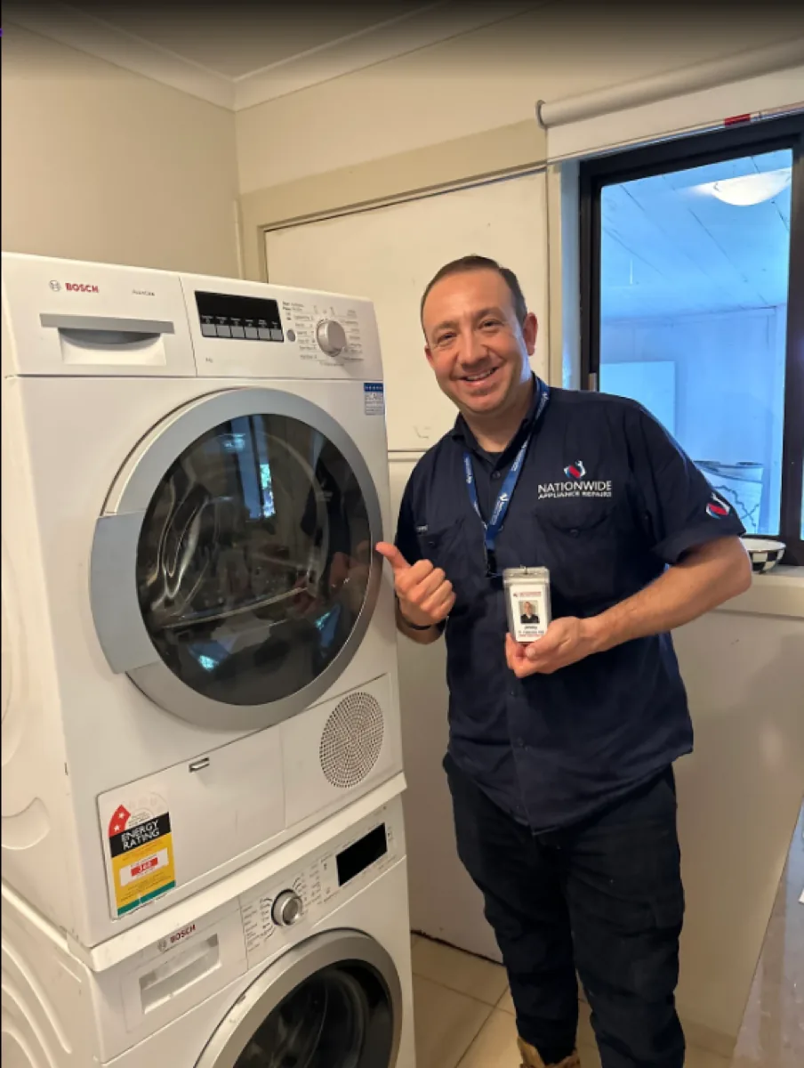 NAR’s technician with a Bosch dryer in a client’s home.