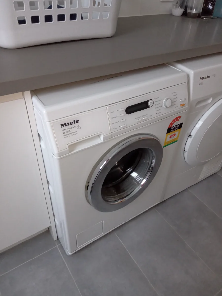 Miele’s front-loading machine in white.
