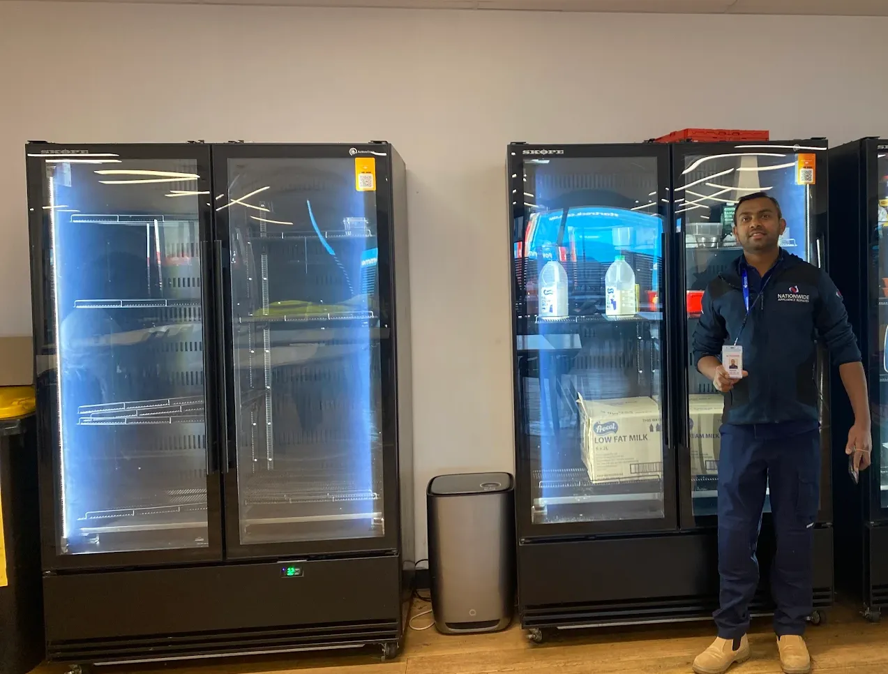 Nationwide Appliance Repairs technician servicing SKOPE commercial fridges